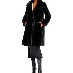 Pia Rossini Elegant Black Faux Fur Coat